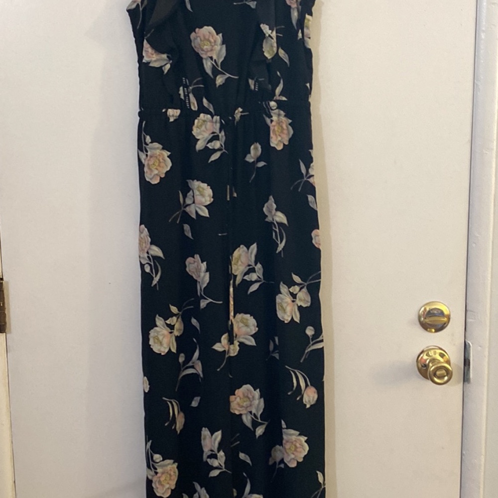 Wide leg flower ruffle jumpsuit